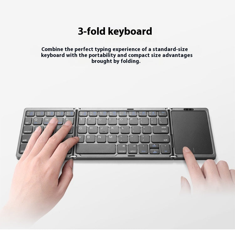 Three Folding Wireless Bluetooth Keyboard Touch Pad Mobile Phone Tablet Notebook Portable Folding Keyboard