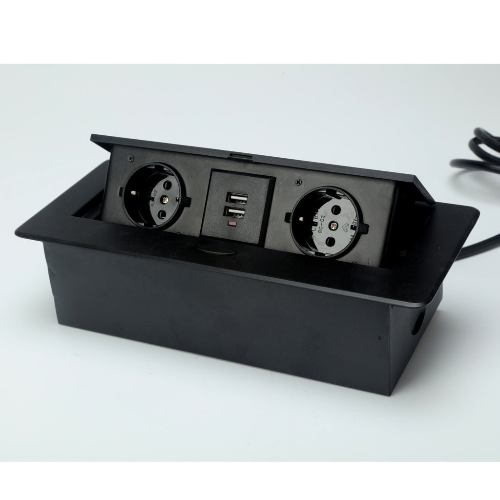 Desktop Socket Embedded Desktop Socket Silver Hidden Conference Pop-up Desktop Socket