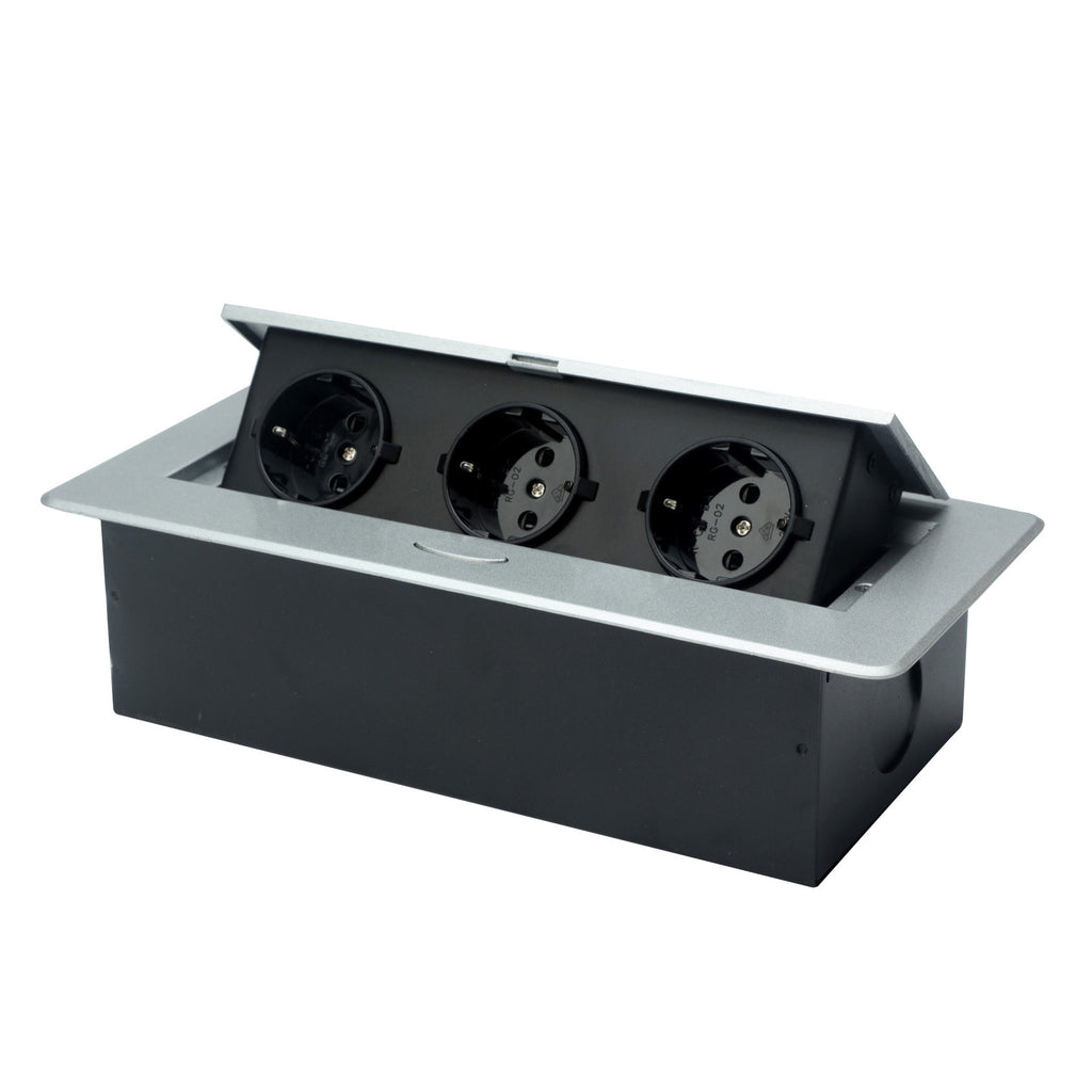 Desktop Socket Embedded Desktop Socket Silver Hidden Conference Pop-up Desktop Socket